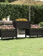 vidaXL Плантер черен 1785x44x75 см борово дърво масив