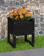 vidaXL Плантер черен 40x40x525 см борово дърво масив