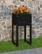 vidaXL Плантер черен 40x40x81 см борово дърво масив