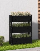 vidaXL Плантер черен 77x25x1045 см борово дърво масив