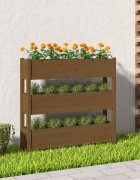 vidaXL Плантер меденокафяв 112x25x1045 см борово дърво масив