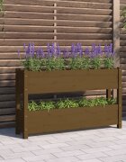 vidaXL Плантер меденокафяв 112x25x66 см борово дърво масив