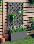 vidaXL Плантер с пергола сив 65x33x135 см WPC