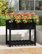 vidaXL Плантер с рафт черен 825x54x81 см борово дърво масив