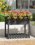 vidaXL Плантер с рафт сив 825x54x81 см борово дърво масив
