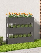 vidaXL Плантер сив 112x25x1045 см борово дърво масив