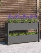 vidaXL Плантер сив 112x25x66 см борово дърво масив