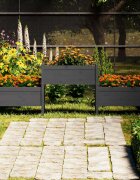 vidaXL Плантер сив 2455x44x75 см борово дърво масив
