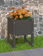 vidaXL Плантер сив 40x40x525 см борово дърво масив