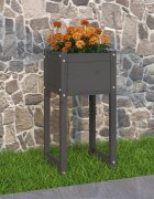 vidaXL Плантер сив 40x40x81 см борово дърво масив