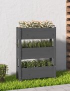 vidaXL Плантер сив 77x25x1045 см борово дърво масив
