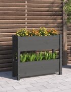 vidaXL Плантер сив 77x25x66 см борово дърво масив