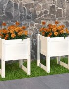 vidaXL Плантери 2 бр бяла 40x40x525 см борово дърво масив