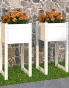 vidaXL Плантери 2 бр бяла 40x40x81 см борово дърво масив