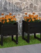 vidaXL Плантери 2 бр черни 40x40x525 см борово дърво масив