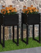 vidaXL Плантери 2 бр черни 40x40x81 см борово дърво масив