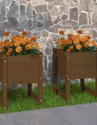 vidaXL Плантери 2 бр меденокафяви 40x40x525 см борово дърво масив