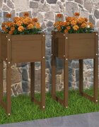 vidaXL Плантери 2 бр меденокафяви 40x40x81 см борово дърво масив