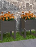 vidaXL Плантери 2 бр сив 40x40x525 см борово дърво масив