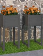 vidaXL Плантери 2 бр сив 40x40x81 см борово дърво масив
