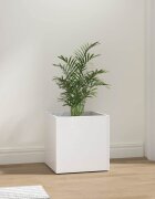 vidaXL Плантерна кутия бял гланц 40x40x40 см инженерно дърво