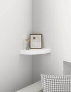 vidaXL Плаващ ъглов рафт бял гланц 25x25x38 см MDF