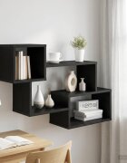 vidaXL Плаващ рафт Монтиране на стена Черен дъб 87 x 20 x 55 см