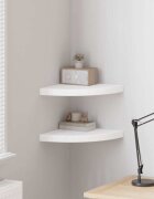 vidaXL Плаващи ъглови рафтове 2 бр. бели 35x35x38 см MDF