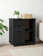 vidaXL Плъзгащ кабинет 635 x 39 x 655 см Солиден бор Черно