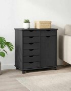 vidaXL Плъзгащ кабинет 635 x 39 x 655 см Солиден бор Сив
