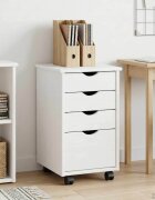 vidaXL Плъзгащ кабинет с колело Бял 34 x 39 x 56 см Масивна боровина