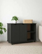 vidaXL Плъзгащ кабинет с колело Черно 100 x 39 x 655 см Солиден бор