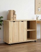 vidaXL Плъзгащ кабинет с колело Кафяво 100 x 39 x 655 см Солиден бор