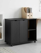 vidaXL Плъзгащ кабинет с колело Сив 100 x 39 x 655 см Солиден бор