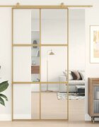 vidaXL Плъзгаща се врата 1025x205 см прозрачно ESG стъкло и алуминий