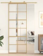 vidaXL Плъзгаща се врата 76x205 см прозрачно ESG стъкло и алуминий