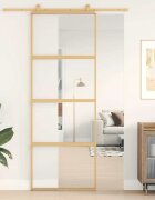 vidaXL Плъзгаща се врата 76x205 см прозрачно ESG стъкло и алуминий