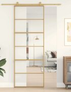 vidaXL Плъзгаща се врата 76x205 см прозрачно ESG стъкло и алуминий