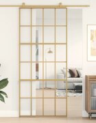 vidaXL Плъзгаща се врата 90x205 см прозрачно ESG стъкло и алуминий