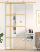 vidaXL Плъзгаща се врата 90x205 см прозрачно ESG стъкло и алуминий