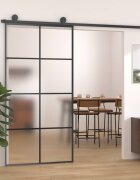 vidaXL Плъзгаща се врата алуминий и ESG стъкло 1025x205 см черна