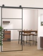 vidaXL Плъзгаща се врата алуминий и ESG стъкло 1025x205 см черна