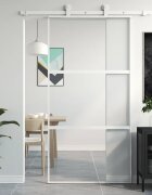 vidaXL Плъзгаща се врата бяла 1025x205 см закалено стъкло и алуминий