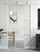 vidaXL Плъзгаща се врата бяла 76x205 см закалено стъкло и алуминий