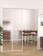 vidaXL Плъзгаща се врата ESG стъкло и алуминий 1025x205 см бяла