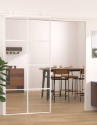vidaXL Плъзгаща се врата ESG стъкло и алуминий 1025x205 см бяла