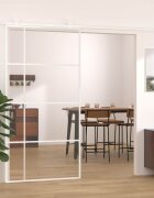 vidaXL Плъзгаща се врата ESG стъкло и алуминий 1025x205 см бяла