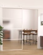 vidaXL Плъзгаща се врата ESG стъкло и алуминий 1025x205 см бяла