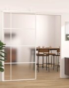 vidaXL Плъзгаща се врата ESG стъкло и алуминий 1025x205 см бяла