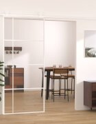 vidaXL Плъзгаща се врата ESG стъкло и алуминий 90x205 см бяла